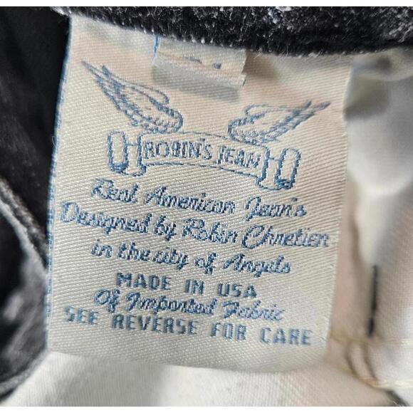 Robin's Jean Women's Straight Leg Riveted Distressed Black Denim Jeans Size 31 - Picture 4 of 11